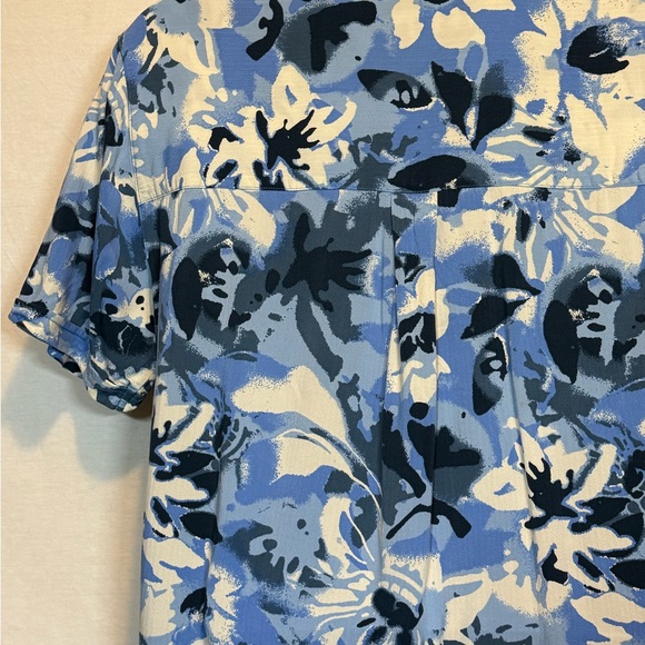 A-75 Men’s Magellan‎ Outdoors Blue Tropical Floral Button Down Shirt Size L - Picture 11 of 16